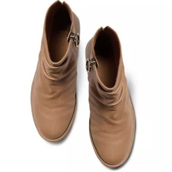 Like NEW BEEK Quail Leather Zip Up Ankle Booties Saddle  for women 1065mn - Picture 2 of 13